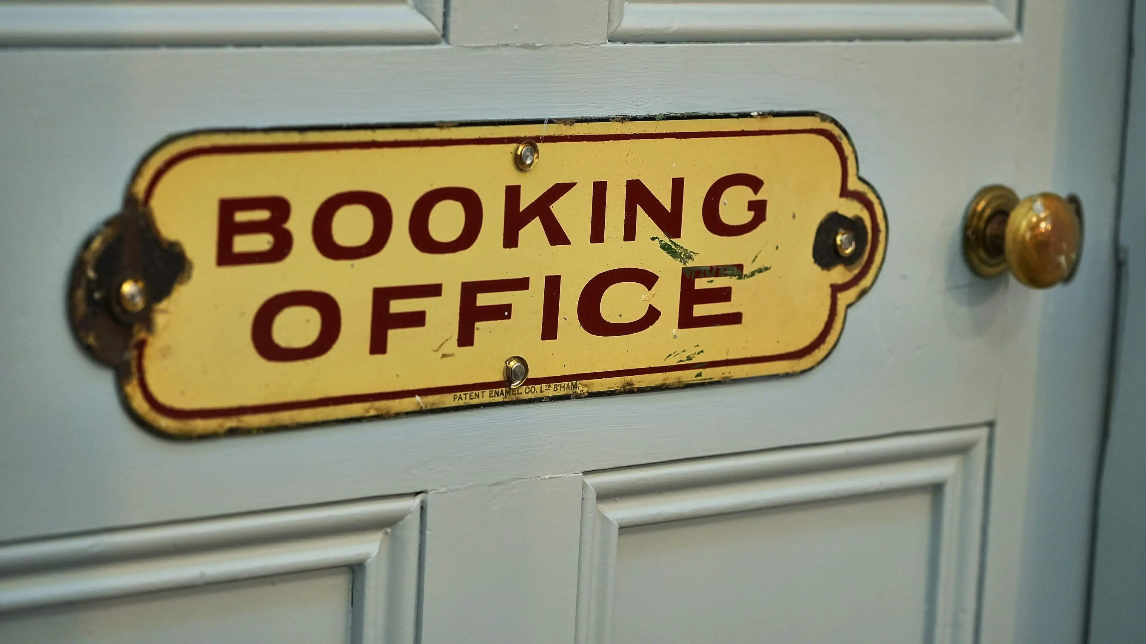 Booking office sign of the door